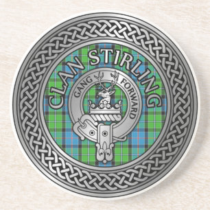Clan Stirling Crest & Tartan Knot Coaster