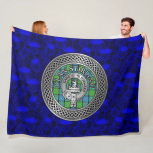 Clan Stirling Crest & Tartan Knot Fleece Blanket