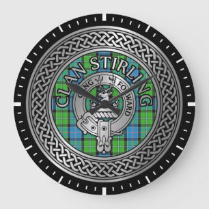 Clan Stirling Crest & Tartan Knot Large Clock