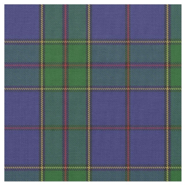 Clan Strachan Blue Red Green Scottish Tartan Fabric (Close Up)