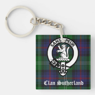 Clan Sutherland Crest Badge & Tartan Key Ring
