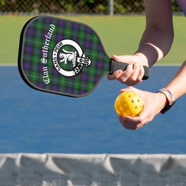 Clan Sutherland Crest & Tartan   Pickleball Paddle (Insitu)