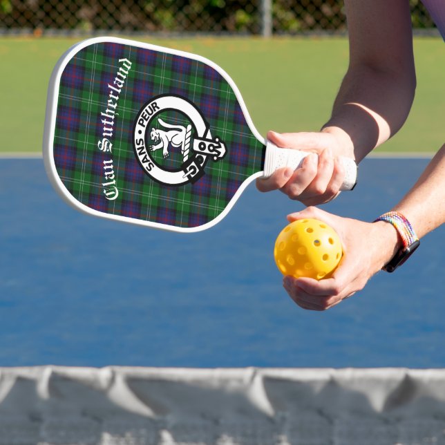 Clan Sutherland Crest & Tartan  Pickleball Paddle (Insitu)