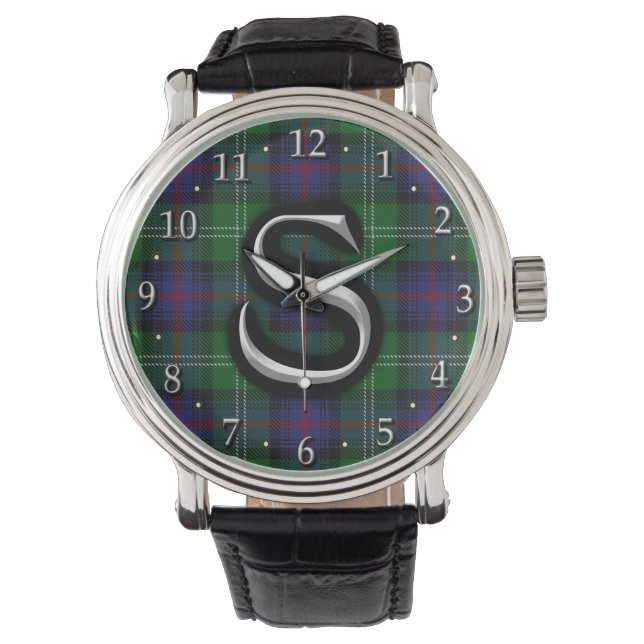 Clan Sutherland Letter S Monogram Tartan Watch (Front)