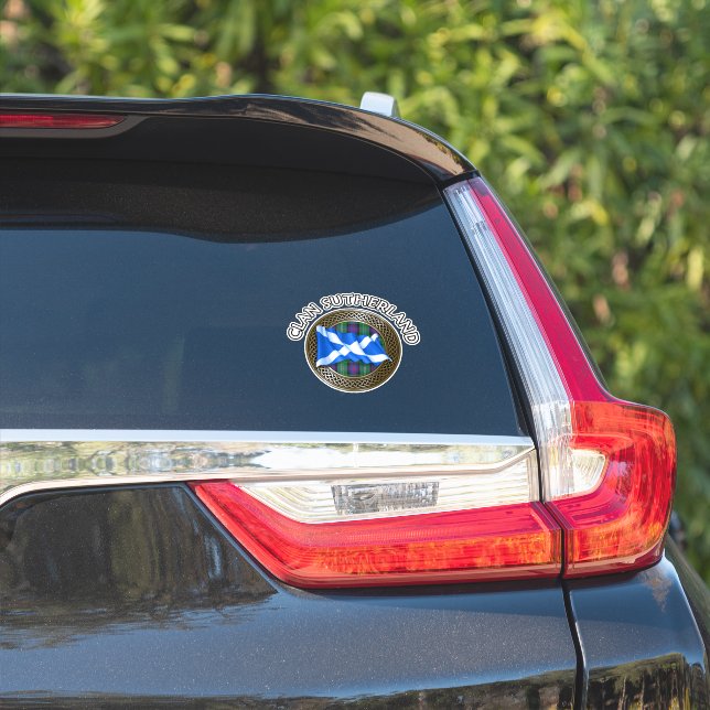 Clan Sutherland Tartan Knot & Flag (Car Side)
