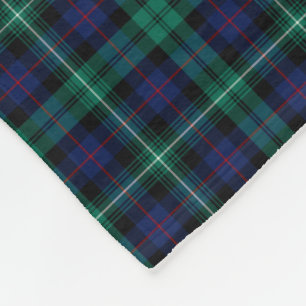 Clan Urquhart Tartan Blue and Green Scottish Plaid Fleece Blanket