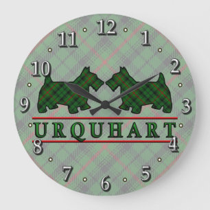 Clan Urquhart Tartan Scottie Dogs Clock
