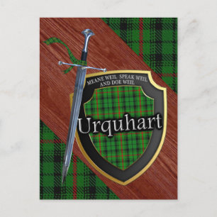 Clan Urquhart Tartan Sword & Shield Postcard