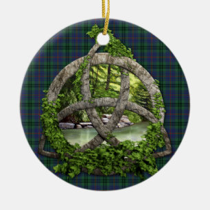 Clan Walker Tartan Celtic Trinity Ceramic Tree Decoration