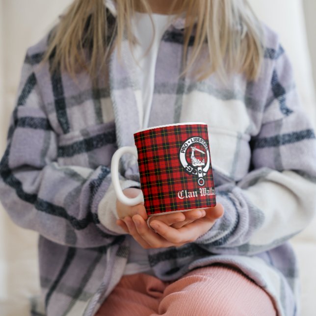 Clan Wallace Crest Badge and Tartan   Coffee Mug (Creator Uploaded)