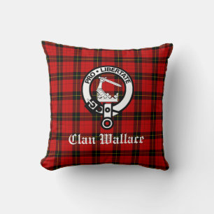 Clan Wallace Crest Badge and Tartan Cushion