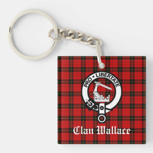 Clan Wallace Crest Badge and Tartan Key Ring