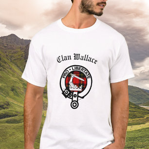 Clan Wallace Crest Badge and Tartan T-Shirt
