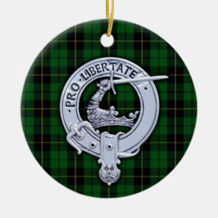 Clan Wallace Crest & Hunting Tartan Ceramic Ornament