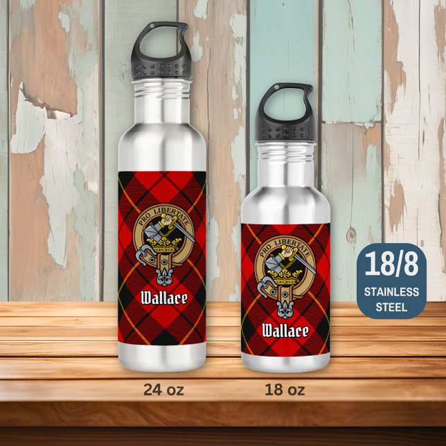 Clan Wallace Crest over Tartan 710 Ml Water Bottle (Creator Uploaded)