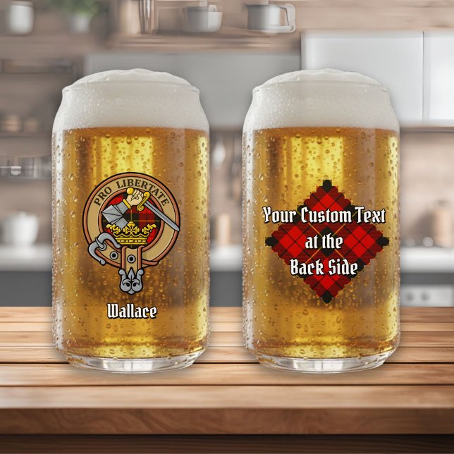 Clan Wallace Crest over Tartan Can Glass (Creator Uploaded)