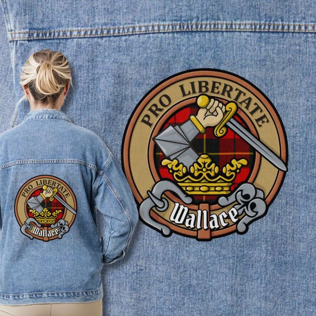 Clan Wallace Crest over Tartan Denim Jacket (Creator Uploaded)