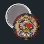 Clan Wallace Crest over Tartan Magnet<br><div class="desc">Clan Wallace crest badge surrounded by a strap and buckle over tartan background. Custom text.</div>