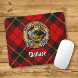 Clan Wallace Crest over Tartan Mouse Pad<br><div class="desc">Clan Wallace crest badge surrounded by a strap and buckle over tartan background. Custom text.</div>