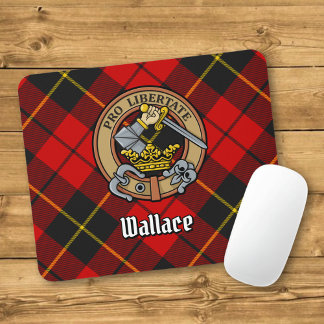 Clan Wallace Crest over Tartan Mouse Pad
