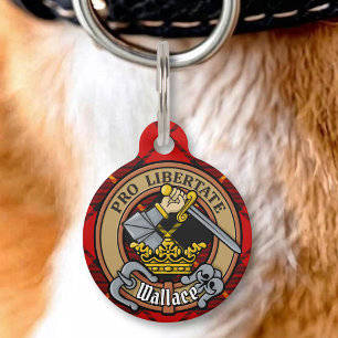 Clan Wallace Crest over Tartan Pet Tag