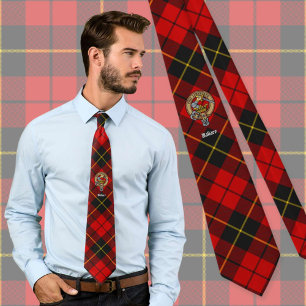 Clan Wallace Crest over Tartan Tie
