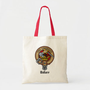 Clan Wallace Crest over Tartan Tote Bag