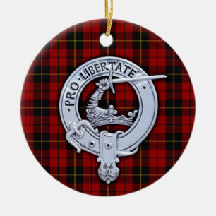 Clan Wallace Crest & Tartan Ceramic Ornament