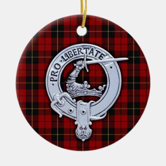 Clan Wallace Crest & Tartan Ceramic Ornament (Front)