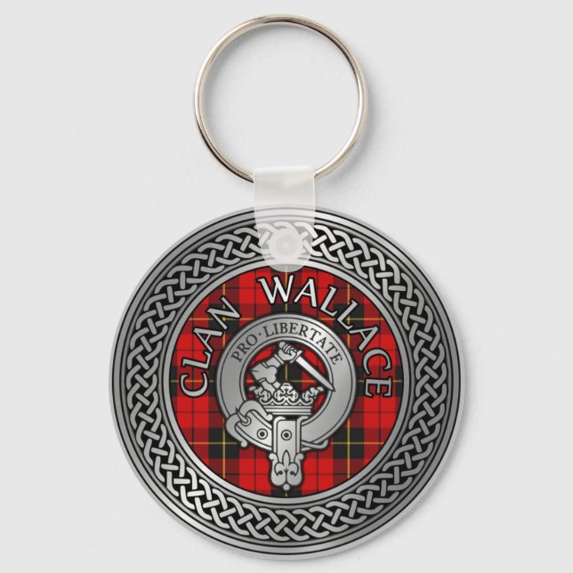 Clan Wallace Crest & Tartan Knot Key Ring (Front)