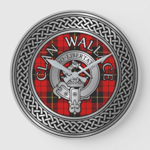 Clan Wallace Crest & Tartan Knot Large Clock