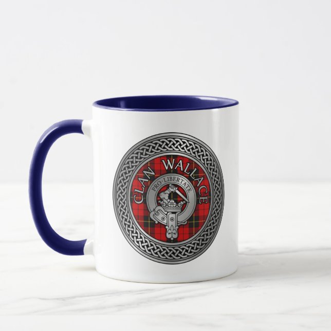 Clan Wallace Crest & Tartan Knot Mug (Left)