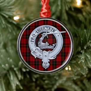 Clan Wallace Crest & Tartan Metal Ornament