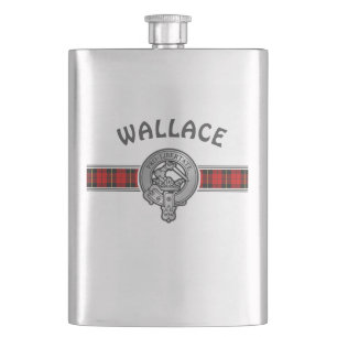 Clan Wallace (Edit) Crest & Tartan Hip Flask