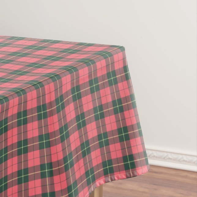 Clan Wallace Pink and Green Reproduction Tartan Tablecloth (In Situ)