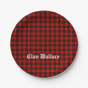 Clan Wallace Tartan and Text Paper Plate