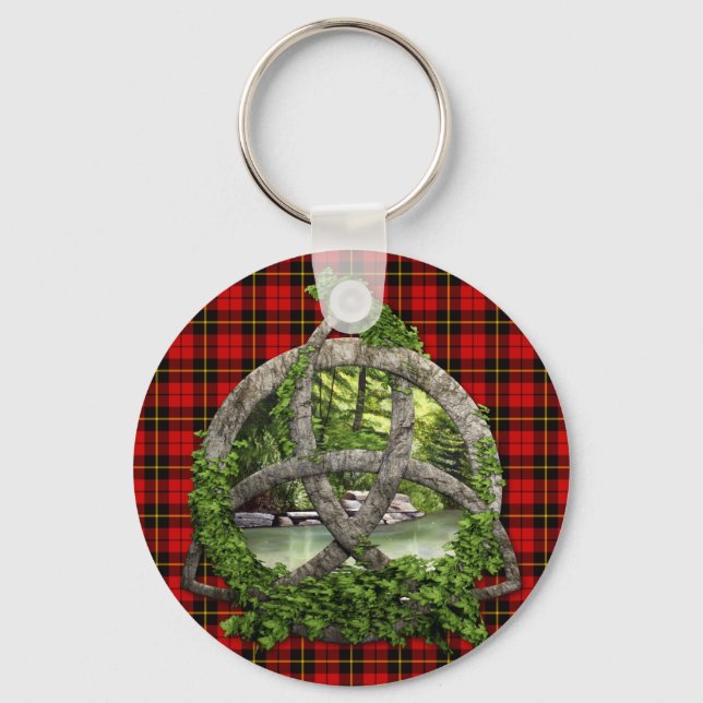 Clan Wallace Tartan Celtic Trinity Key Ring (Front)