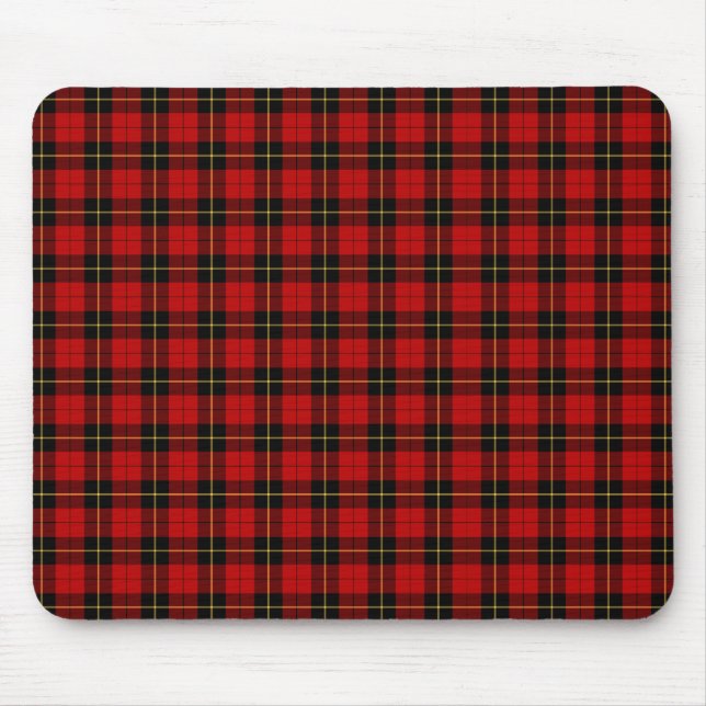 Clan Wallace Tartan Classic Red Scottish Plaid Mouse Pad (Front)