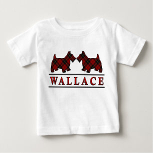 Clan Wallace Tartan Scottie Dogs Baby T-Shirt
