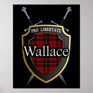 Clan Wallace Tartan Scottish Shield & Swords Poster