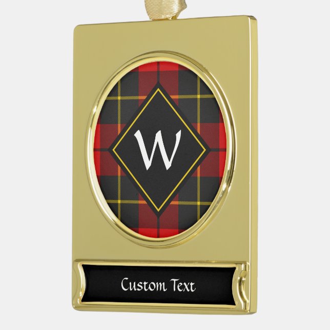 Clan Wallace Tartan Silver Plated Banner Ornament (Left)