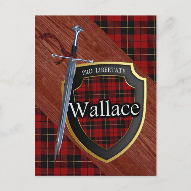 Clan Wallace Tartan Sword & Shield Postcard (Front)