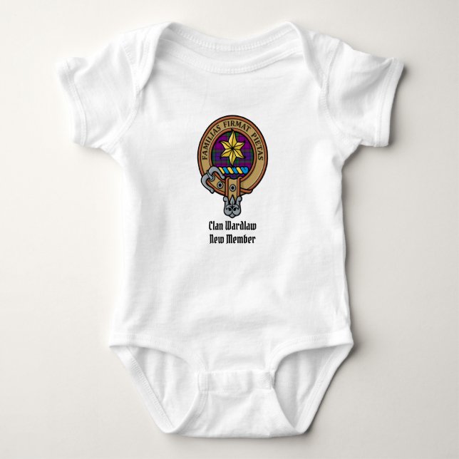 Clan Wardlaw Crest over Tartan Baby Bodysuit (Front)