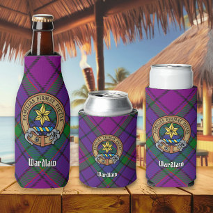 Clan Wardlaw Crest over Tartan Bottle Cooler