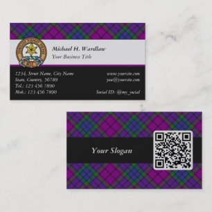 Clan Wardlaw Crest over Tartan Business Card