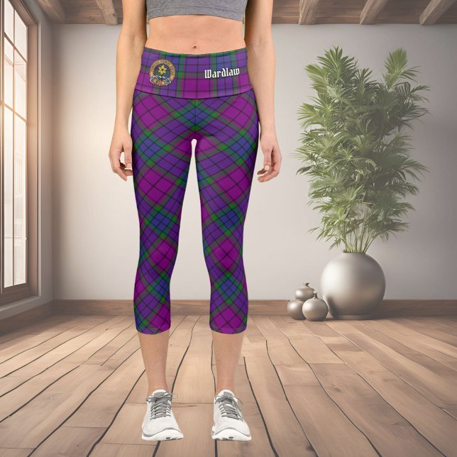 Clan Wardlaw Crest over Tartan Capri Leggings (Creator Uploaded)