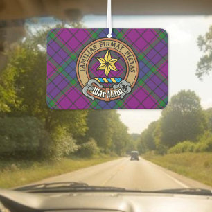 Clan Wardlaw Crest over Tartan Car Air Freshener
