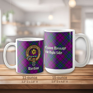 Clan Wardlaw Crest over Tartan Coffee Mug