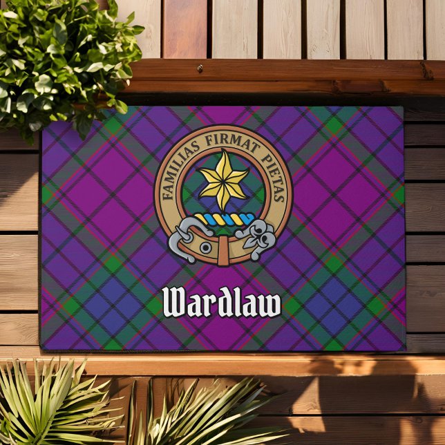 Clan Wardlaw Crest over Tartan Doormat (Creator Uploaded)