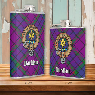 Clan Wardlaw Crest over Tartan Hip Flask